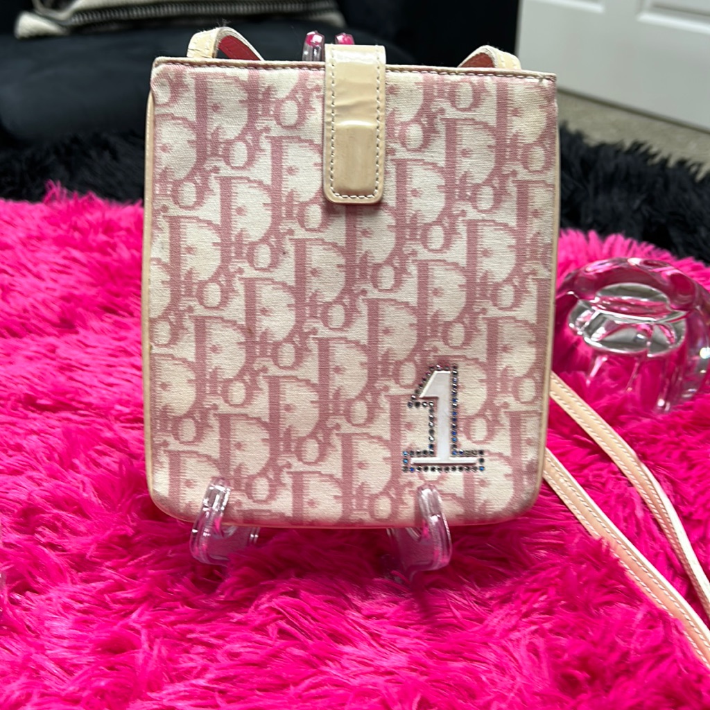 Rare Dior Diorissimo Trotter Mini Bag Pink And White